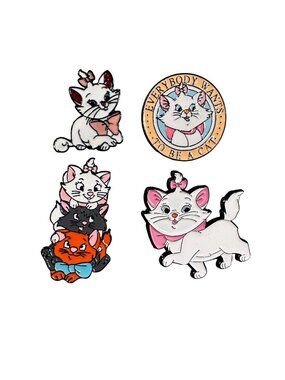 Marie Kitten Lapel Pin Cat Aristocat Pink Bow Bundle Accessories Jewelry Brooch